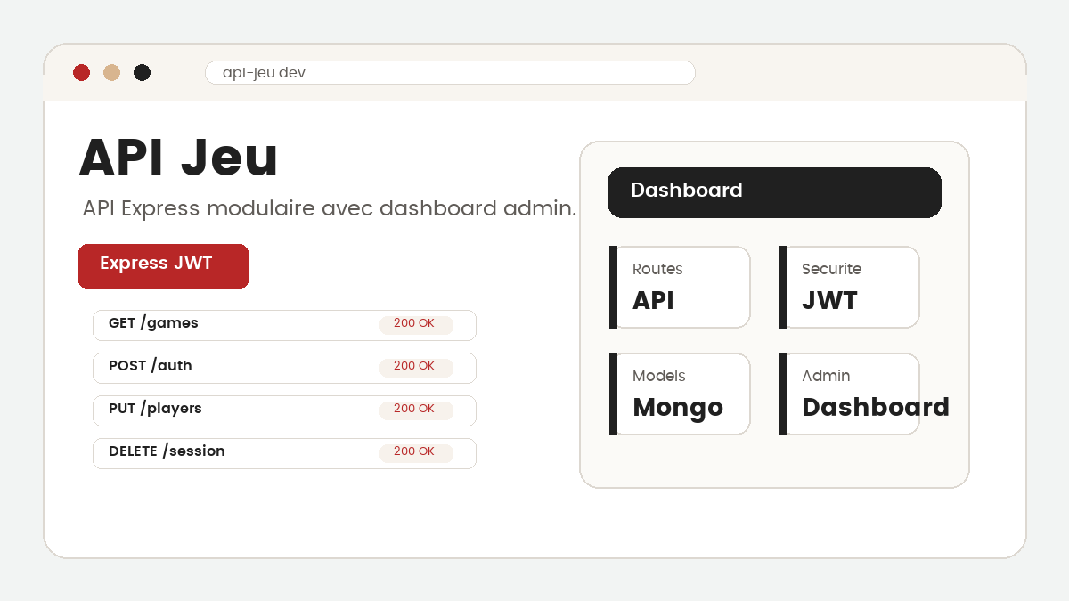 Preview du projet API Jeu